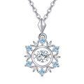 wholesale 925 Sterling Silver Blue Crystal Snowflake Pendant Necklace for Women-0-0