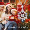 wholesale 925 Sterling Silver Blue Crystal Snowflake Pendant Necklace for Women-0-1