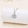 wholesale 925 Sterling Silver Blue Crystal Snowflake Pendant Necklace for Women-0-4