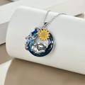 wholesale 925 Sterling Silver Blue Crystal Mother & Baby Sloth Flower Pendant Necklaces for Women-0-2