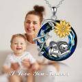 wholesale 925 Sterling Silver Blue Crystal Mother & Baby Sloth Flower Pendant Necklaces for Women-0-4