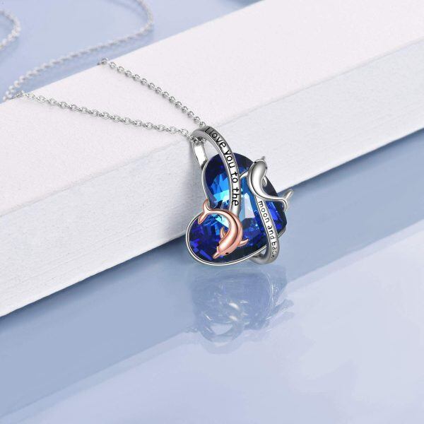 Sterling Silver Dolphin Heart Necklace-2