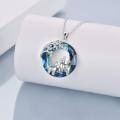 wholesale 925 Sterling Silver Blue Crystal Moon & Llamas Pendant Necklace for Women Girls-0-1