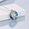 wholesale 925 Sterling Silver Blue Crystal Moon & Llamas Pendant Necklace for Women Girls-0-2