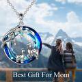 wholesale 925 Sterling Silver Blue Crystal Moon & Llamas Pendant Necklace for Women Girls-0-4