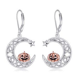 Sterling Silver Celtic Pumpkin Moon Earrings-0