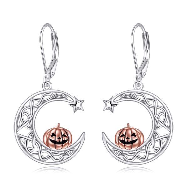 Sterling Silver Celtic Pumpkin Moon Earrings-0