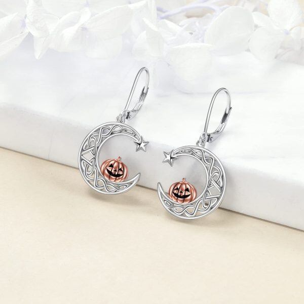 Sterling Silver Celtic Pumpkin Moon Earrings-1