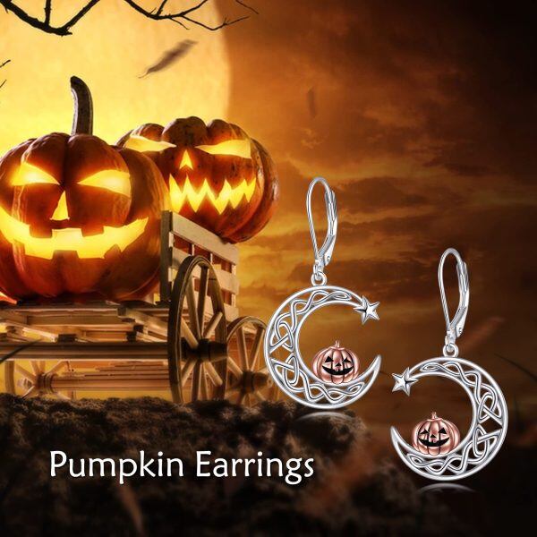 Sterling Silver Celtic Pumpkin Moon Earrings-4