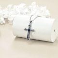 wholesale 925 Sterling Silver Blue Sapphire Celtic Knot Cross Pendant Necklace for Girls & Women's First Communion Confirmation Gifts-0-1