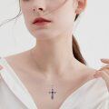 wholesale 925 Sterling Silver Blue Sapphire Celtic Knot Cross Pendant Necklace for Girls & Women's First Communion Confirmation Gifts-0-5