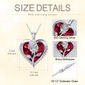 wholesale Sterling Silver Rose Heart Pendant Necklace - Rhodium Plated-0-8