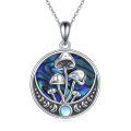 wholesale 925 Sterling Silver Abalone Shell Pendant with Mushrooms and Moonstones Magic Amulet Norse Viking Jewelry for Women Girls Gift 48 Chain Length-0-0