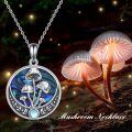 wholesale 925 Sterling Silver Abalone Shell Pendant with Mushrooms and Moonstones Magic Amulet Norse Viking Jewelry for Women Girls Gift 48 Chain Length-0-5