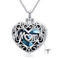 wholesale 925 Sterling Silver Heart Shape Blue Crystal Mom Cremation Jewelry Keepsake Pendant with Funnel and Fill Tool-0-0