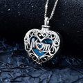 wholesale 925 Sterling Silver Heart Shape Blue Crystal Mom Cremation Jewelry Keepsake Pendant with Funnel and Fill Tool-0-1