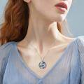 wholesale 925 Sterling Silver Round Abalone Shell Wolf Pendant Necklace for Women-0-1