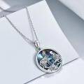 wholesale 925 Sterling Silver Round Abalone Shell Wolf Pendant Necklace for Women-0-2