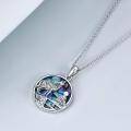 wholesale 925 Sterling Silver Round Abalone Shell Wolf Pendant Necklace for Women-0-3