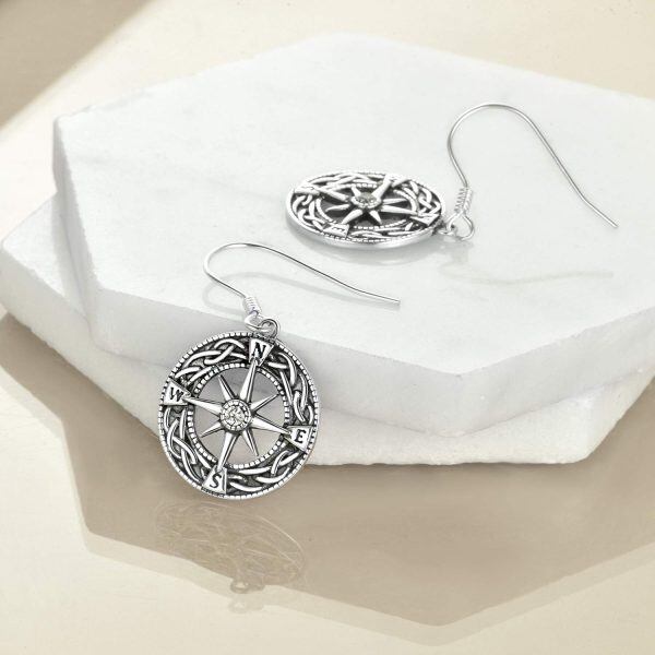 Sterling Silver Compass Earrings-3