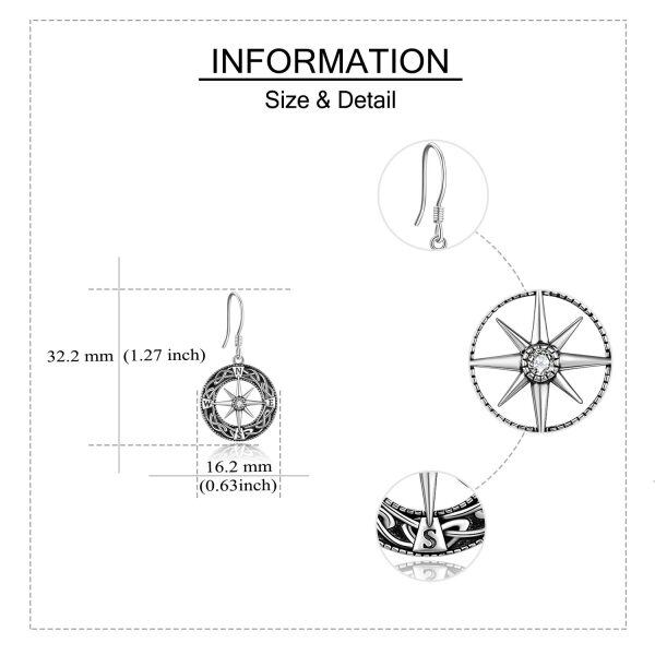 Sterling Silver Compass Earrings-5