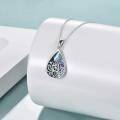 wholesale 925 Sterling Silver Abalone Shell Teardrop Lotus Pendant Necklace for Women-0-1