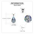 wholesale 925 Sterling Silver Abalone Shell Teardrop Lotus Pendant Necklace for Women-0-3
