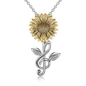 Sterling Silver Sunflower Necklace-0