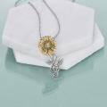 wholesale 925 Sterling Silver Gold Plated Sunflower Treble Clef Pendant Necklace for Women-0-2