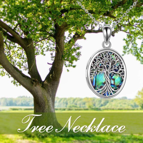 Sterling Silver Tree Of Life Locket Necklace-5