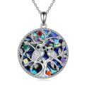 wholesale 925 Sterling Silver Abalone Shell Owl Tree of Life Necklace Pendant Jewelry for Women-0-0