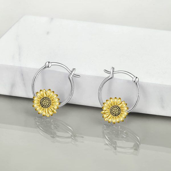 Sterling Silver Sunflower Earrings-1