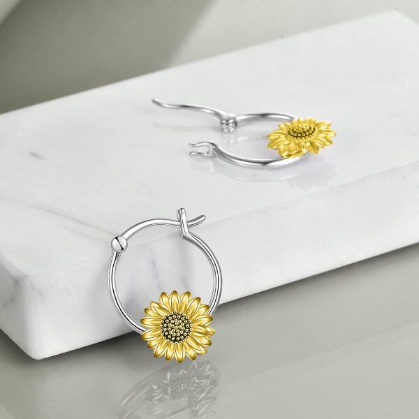 Sterling Silver Sunflower Earrings-2