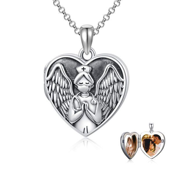 Sterling Silver Nurse Heart Necklace-0