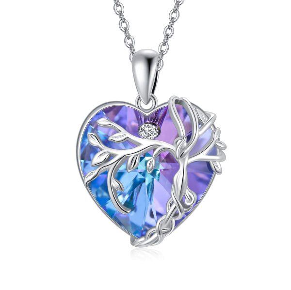 Sterling Silver Tree Of Life Heart Necklace-0