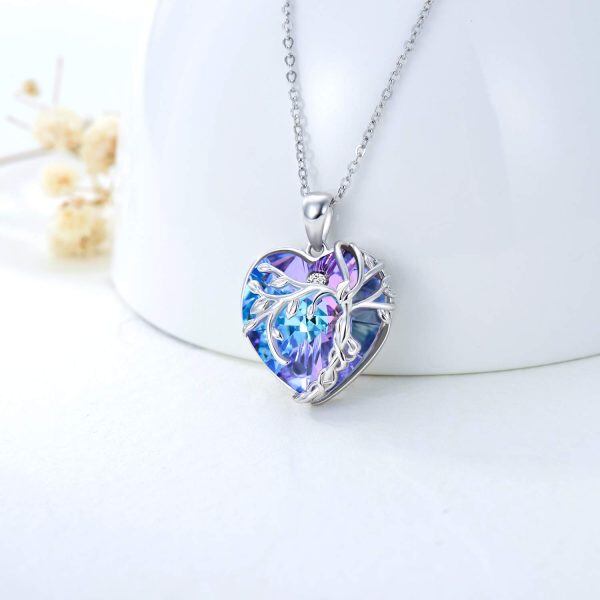 Sterling Silver Tree Of Life Heart Necklace-2