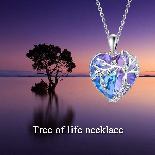 Sterling Silver Tree Of Life Heart Necklace-4