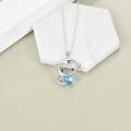 wholesale 925 Sterling Silver Blue Heart Crystal Monkey Pendant Necklace for Women and Girls-0-1