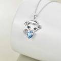wholesale 925 Sterling Silver Blue Heart Crystal Monkey Pendant Necklace for Women and Girls-0-2