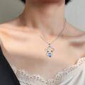 wholesale 925 Sterling Silver Blue Heart Crystal Monkey Pendant Necklace for Women and Girls-0-5