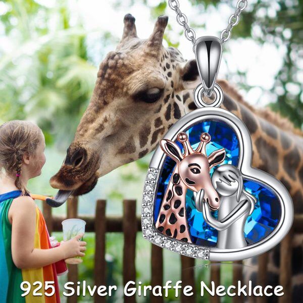 Sterling Silver Heart Giraffe Necklace-5