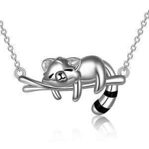 Sterling Silver Raccoon Necklace-0