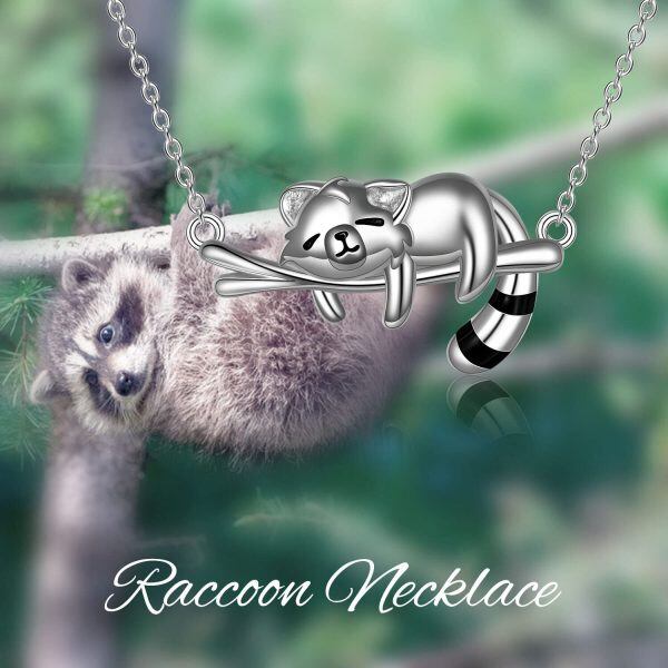 Sterling Silver Raccoon Necklace-4