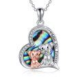 wholesale 925 Sterling Silver Abalone Shell Heart-Shaped Pendant with Origami Pigs and Cubic Zirconia - I Love You Forever-0-0