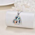 wholesale 925 Sterling Silver Abalone Shell Heart-Shaped Pendant with Origami Pigs and Cubic Zirconia - I Love You Forever-0-2