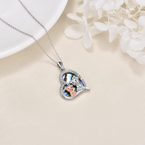 Sterling Silver Pig Heart Necklace-3