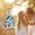 wholesale 925 Sterling Silver Abalone Shell Heart-Shaped Pendant with Origami Pigs and Cubic Zirconia - I Love You Forever-0-5