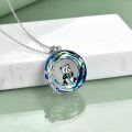 wholesale 925 Sterling Silver Blue Crystal Panda Bamboo Pendant Necklace for Women-0-1