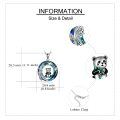 wholesale 925 Sterling Silver Blue Crystal Panda Bamboo Pendant Necklace for Women-0-3