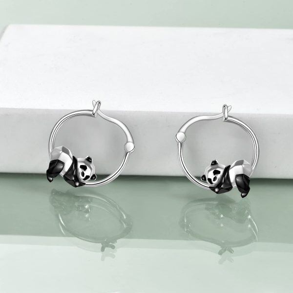 Sterling Silver Panda Earrings-2